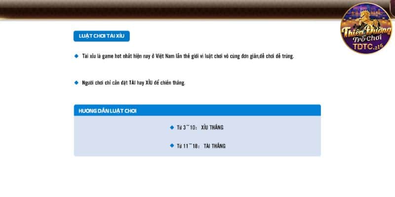 Tham khảo luật chơi game Tai Xiu online tại TDTC